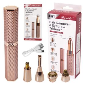 Épilateur électrique 4 en 1 pour femmes, recharge USB, épilateur portable, rasoir indolore pour femmes, tondeuse pour le corps, le visage et les sourcils