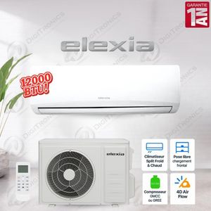 Elexia Climatiseur Split On/Off 12000 BTU Froid & Chaud, R410A