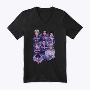 None T-shirt Col V Femme BTS – Seven Stars Concept - Design K-Pop Streetwear Moderne - Black