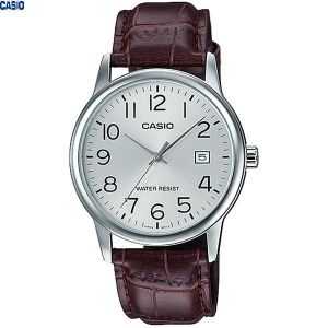 Casio Montre homme elegante bracelet en cuir etanche-mtp-v002l-7b2udf