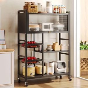 Étagère de Cuisine Multi-Niveaux sur Roulettes, Chariot de Rangement pour Fruits et Légumes, Organisateur Mobile Gain de Place