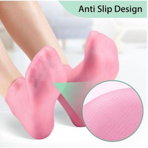 Un paire de chaussettes en silicone à haute élasticité, chaussettes SPA réutilisables, anti-dérapantes en gel unisexe, hydrater les peaux sèches, les pieds secs, la peau rugueuse. Soins des pieds à domicile, à utiliser avec lotions et crèmes préférées