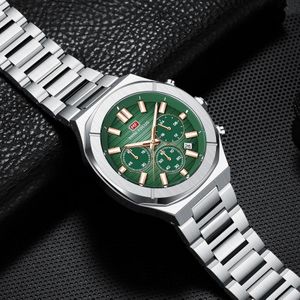 MINI FOCUS Montre Sport Homme Chronographe Cadran Vert Jungle Bracelet Acier Bicolore – Collection Signature
