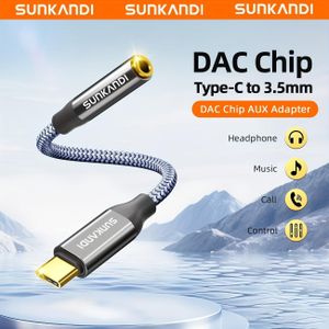Adaptateur casque SUNKANDI USB C vers 3,5 mm femelle, câble audio auxiliaire Type C vers 3,5 mm femelle pour for Galaxy S24/S23/S22 Ultra, iPad Pro, Pixel 9/8, gris