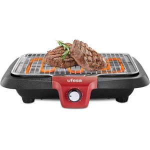 Ufesa BB7640 Grill Barbecue Électrique – Surface de Cuisson 38x24 cm, Thermostat Réglable, Revêtement Antiadhésif, 2300W – Grillades, Viandes, Poissons, Légumes et Paninis