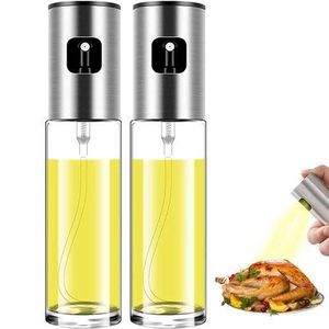 General Vaporisateur d'huile en verre pour la cuisson, bouteille de pulvérisation d'huile d'olive, brumisateur pour barbecue, cuisson ALAD, rôtissage, griller, 2 paquets