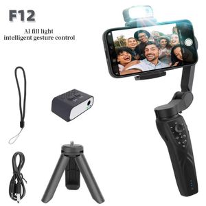Stabilisateur de cardan pour téléphone portable F12, 3 axes, suivi en temps réel,suivi IA automatique prise de vue, perche à selfie, trépied