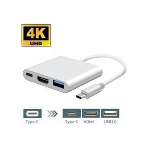 Adaptateur USB C HUB TYPE-C vers HDMI 3 en 1, câble d'extension de TYPE C, convertisseur USB 3.0, adaptateur compatible HDMI pour PC portable Macbook et smartphone 3IN1