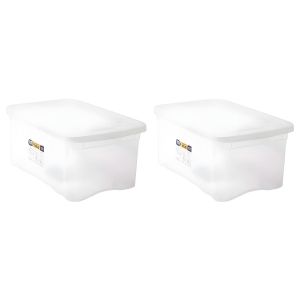 Boîte de Rangement - Plastique Solide - Organisation Domestique - Transparente 10L 37x25.5x17cm - Lot de 2