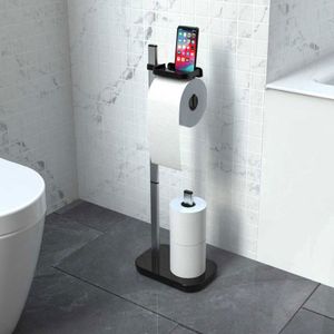 Porte Papier WC avec support téléphone - Doré brossé