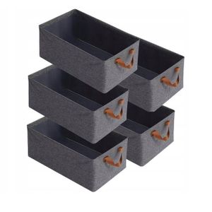 Lot de 5 Boîtes de Rangement Pliables en Tissu – Organisateur Placard & Étagère – Grande Capacité avec Poignées
