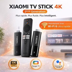 XIAOMI TV Stick 4K 2ème Génération – Google TV, Wi-Fi 6, Android TV, Télécommande vocale MI 