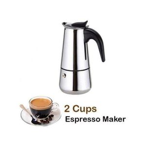 2 Tasses Espresso Maker, Cafetière 2 Tasses en Acier Inoxydable