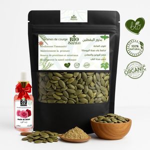 BIO SANTE Graines de courge pour khobz et harcha 250 g + huile de Rose 30ml gratuit