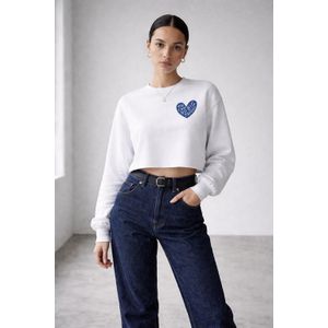 Sweatshirt Femme Crop Top 100% Coton – Imprimé Cœur “You Can Do Big Things”