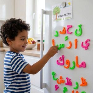 Aimant autocollant multicolore pour refrigerateur avec l'alphabet arabe, jouet educatif pour enfants