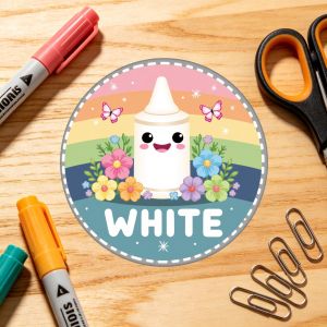 24/48 autocollants de bureau Kawaii avec motif de flacons de colle blanche, fleurs arc-en-ciel et papillons pour fournitures scolaires, décoration de cahier, papeterie, cadeau