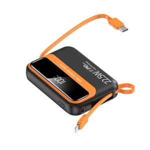 Batterie Externe Power Bank 10000mAh avec Câbles Intégrés – Mini Chargeur Portable Haute Capacité – Charge Rapide USB Multi-Ports pour iPhone & Android – Compact, Léger, Voyage & Usage Quotidien