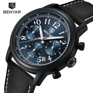 Benyar montres Top marque de luxe chronographe Sport montre à Quartz pour hommes