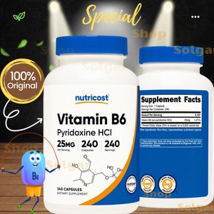 Nutricost Vitamine B6, Pyridoxine HCl, 25 mg, 240 Capsules