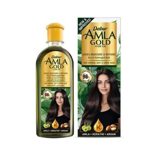 Dabur Amla Gold Huile cheveux secs & abîmés (Amla-Kératine-Argan) Nouveau et amélioré, 200ml