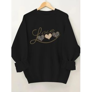 Sweatshirt grande taille pour femme à col ras du cou et imprimé lettres