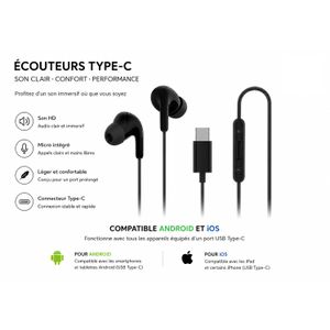 Ecouteurs USB-C  Earphones Type C Xiaomi Son HD avec Micro 