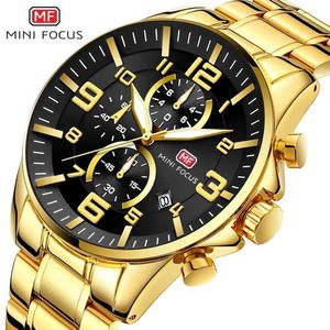 MINI FOCUS -montre de luxe en acier inoxydable pour hommes, avec cadran à 3 cadrans, chronomètre