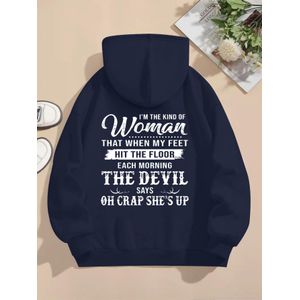 Sweat à capuche décontracté imprimé « Oh My, 's Up », sweat à capuche décontracté avec imprimé graphique artistique de lettres, convient aux vêtements d'automne et d'hiver pour femme