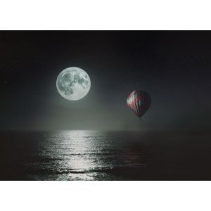 Hot air ballon night  Poster Chambre Haute Qualité