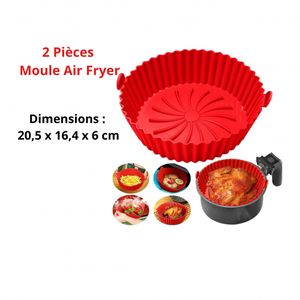 Generic 2Pcs Moule Air Fryer en Silicone,Panier/ FriteuseRéutilisable G.F  20,5x16,4x6 cm à prix pas cher