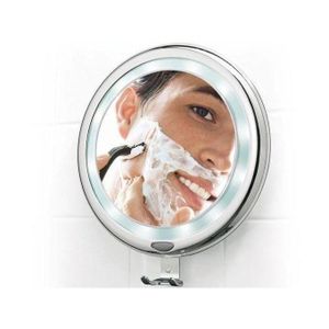Miroir Maquillage LED Grossissant 10x Tactile Rotatif 360° Ventouse Flexible Portable Salle de Bain Coiffeuse
