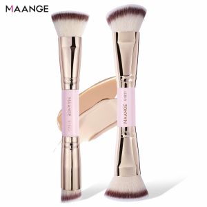 Maange Set de 2 Pinceaux Maquillage Double Embout – Pinceau brosse Fond de Teint & Contour – Application Précise Visage
