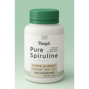 Jerraflore Spiruline Pure - Super Aliment Naturel, Antioxydant & Énergisant - de Marrakech - Paillettes - 100g