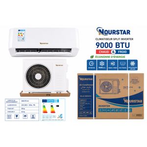 NOURSTAR Climatiseur Split Inverter 9000 BTU – Chaud & Froid – WIFI – Économique – Avec Unité Extérieure