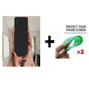 3 pièce Coque silicone Samsung s21 FE Noir + ceramique meilleur Qualite