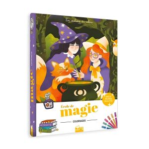 Livre de Coloriage - Thème École de Magie avec 6 Feutres Pailletés - Activité Créative pour Enfants 7 ans et +