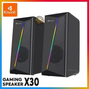 Kisonli  Haut-Parleurs Filaire 2.0 Multimédia RGB – 6W Puissant, USB & Jack 3.5mm – Compatible PC, Laptop, Mobile