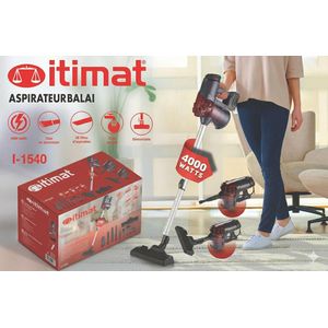 Itimat Aspirateur Balai Sans Fil 4000W Haute Puissance – Aspirateur 2 en 1 Portable & Léger – Filtration Cyclonique, Tube Aluminium, Multi-Accessoires (8 Têtes) – Nettoyage Sol, Tapis, Canapé & Voiture – Silencieux, Démontable, Usage Maison & Bureau