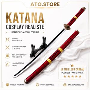 Katana Cosplay Réaliste et Identique à celui D'anime (104 Cm + Porte-épée) Meilleur Cadeau Pour Les Fans.