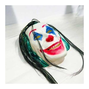 Masque Joker avec Cheveux Longs Costume ,joker BATMAN Masque d'horreur d'Halloween cosplay
