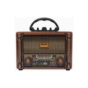 Meier Portable Antique Radio AM/FM/SW, USB/SD/TF Card, AUX Bluetooth MP3 Rechargeable