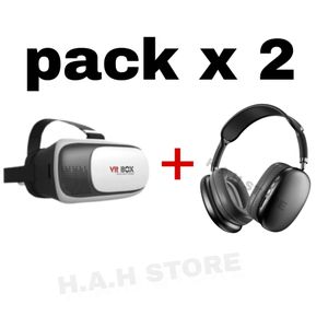 VR Box Lunettes de réalité virtuelle 3D pour Smartphone + casque bluetooth sans fil 