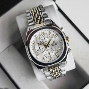 REWARD Montre Luxe Homme Chronographe Boîtier Coussin Bicolore Bracelet Acier Or et Argent – Série Prestige