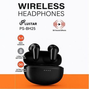 Plustar PS-BH25 Écouteurs Sans Fil Bluetooth 5.4 – 3D Sound Effects, Longue Autonomie, Boîtier de Charge, Connexion Stabl