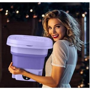 Mini-machine à laver portable pliable de 8 L avec essoreuse, idéale pour le camping et les voyages, idéale pour le linge, les sous-vêtements, les chaussettes et les petits articles, essorage trois vitesses