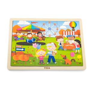 Puzzle en Bois Éducatif - 24 Pièces Thème Automne - Développement Moteur et Cognitif - Multicolore