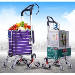 Chariot de Courses Pliable 8 Roues – Monte-Escaliers, Acier Inox + Alliage Aluminium, Grande Capacité , Panier Pliable – Portable & Léger