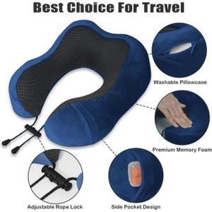 Coussin de nuque ergonomique en U , garniture en polyuréthane souple, houssOreiller cervical en forme de U, Cou et oreiller cervical dispositif de soutien du cou relaxation Bien-être & Massage minerve gonflable