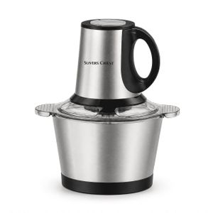 SLIVERS CRIEST Robot Hachoir Professionnel 800W – Bol 3 Litres en Acier Inoxydable – Double Vitesse – 4 Lames Haute Performance – Pour Viande, Légumes et Fruits